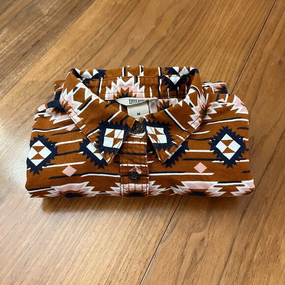 Duluth Trading Shirt Medium Flannel Button Down Cotton Western Southwest Aztec - Picture 15 of 15